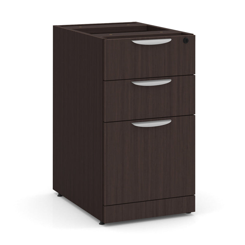 66" or 71" OfficeSource Single Pedestal Bowfront Desk with 4 Drawers in 8 Finishes