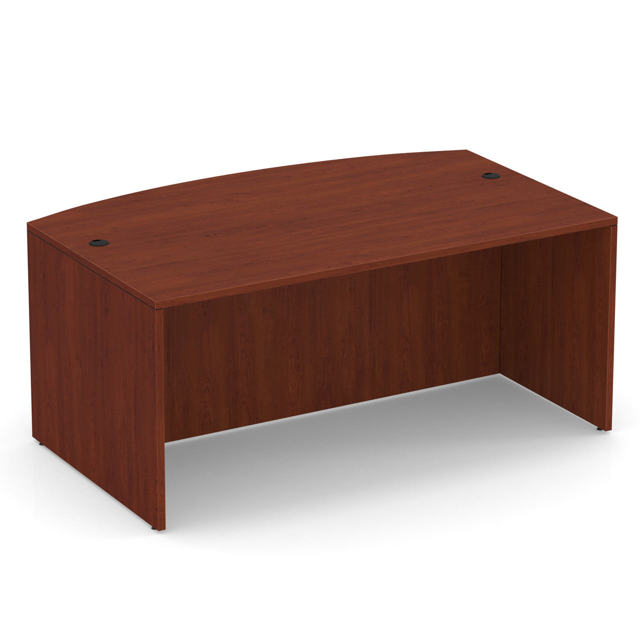 66" or 71" OfficeSource Single Pedestal Bowfront Desk with 4 Drawers in 8 Finishes