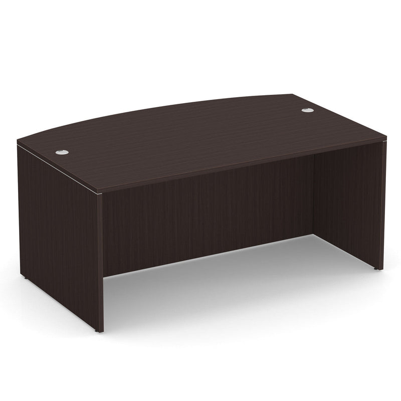 66" or 71" OfficeSource Single Pedestal Bowfront Desk with 4 Drawers in 8 Finishes
