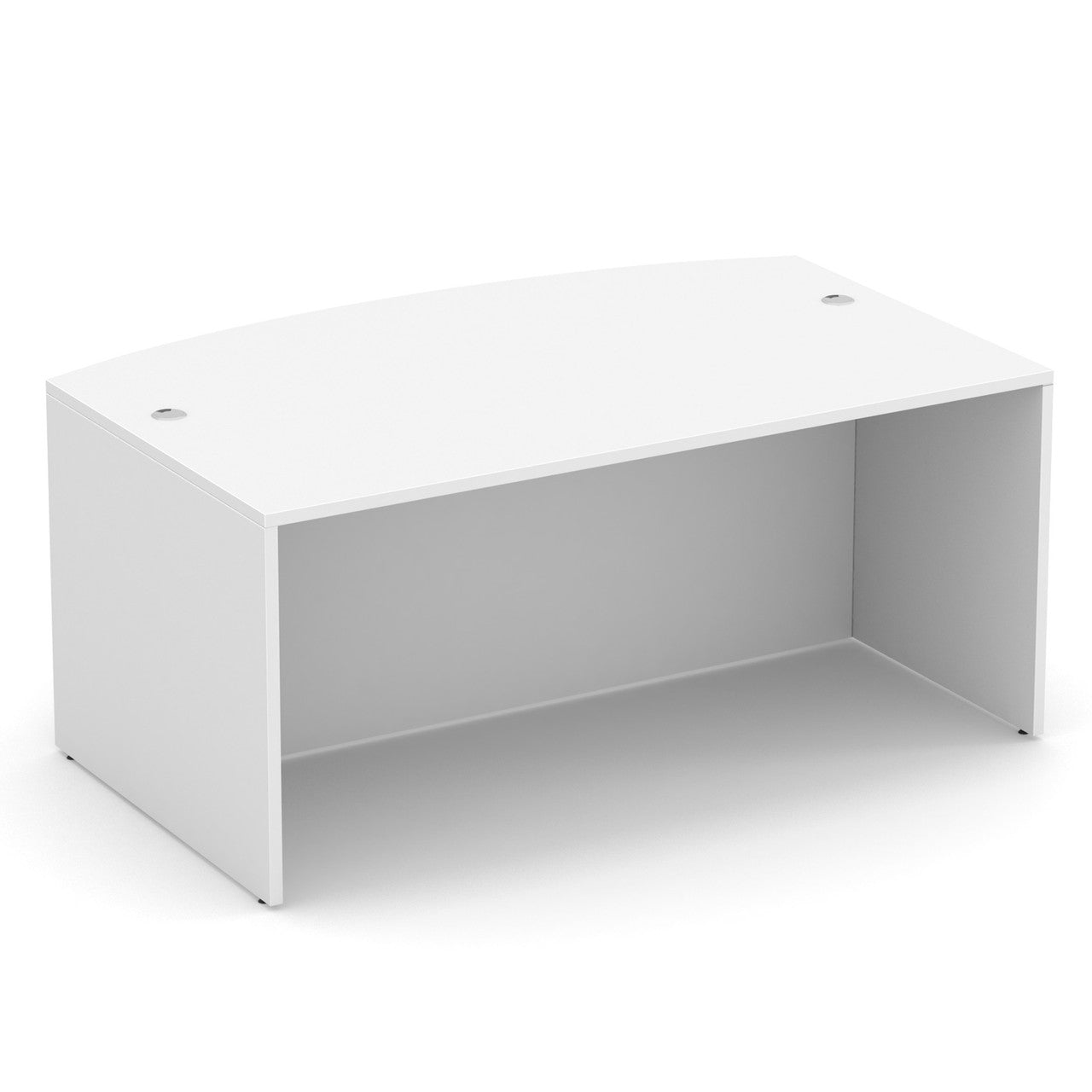66" or 71" OfficeSource Single Pedestal Bowfront Desk with 4 Drawers in 8 Finishes