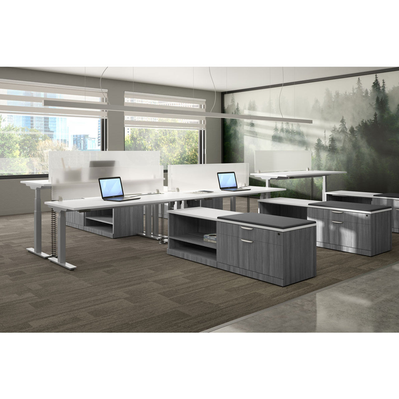 New - Deluxe Sit-Stand Desk - 4 Sizes, Base in 3 colors, Tops in 7 Finishes, 15-Year Warranty