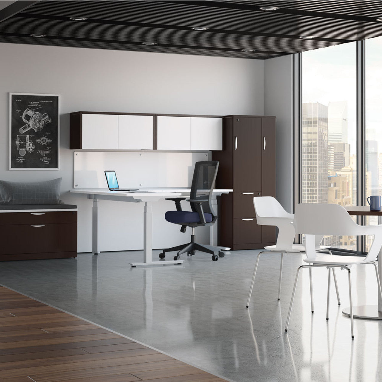 New - Deluxe Sit-Stand Desk - 4 Sizes, Base in 3 colors, Tops in 7 Finishes, 15-Year Warranty