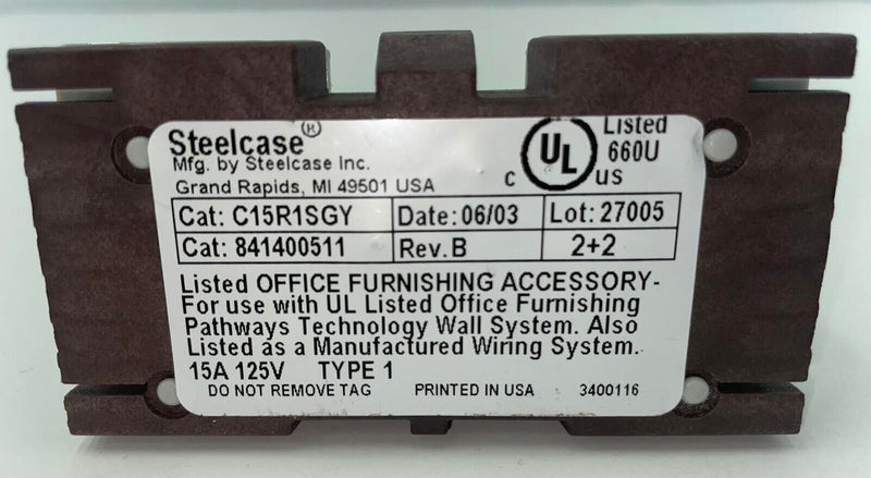 Steelcase 2 + 2 Power Outlet C15R1SGY/C15R2SGY/C15R3SGY/C15R4SGY (125 V; 15 A)