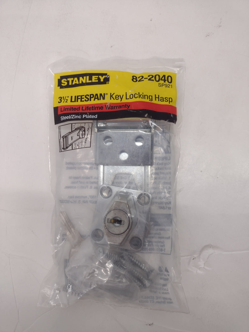 Stanley 3-1/2" Steel/Zinc Plated Lifespan Key Locking Hasp (82-2040)
