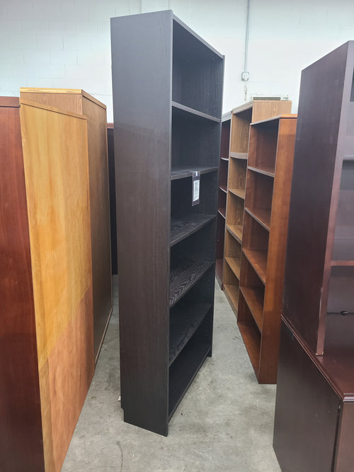 Espresso Veneer 5-Shelf Bookcase - 6'8" High