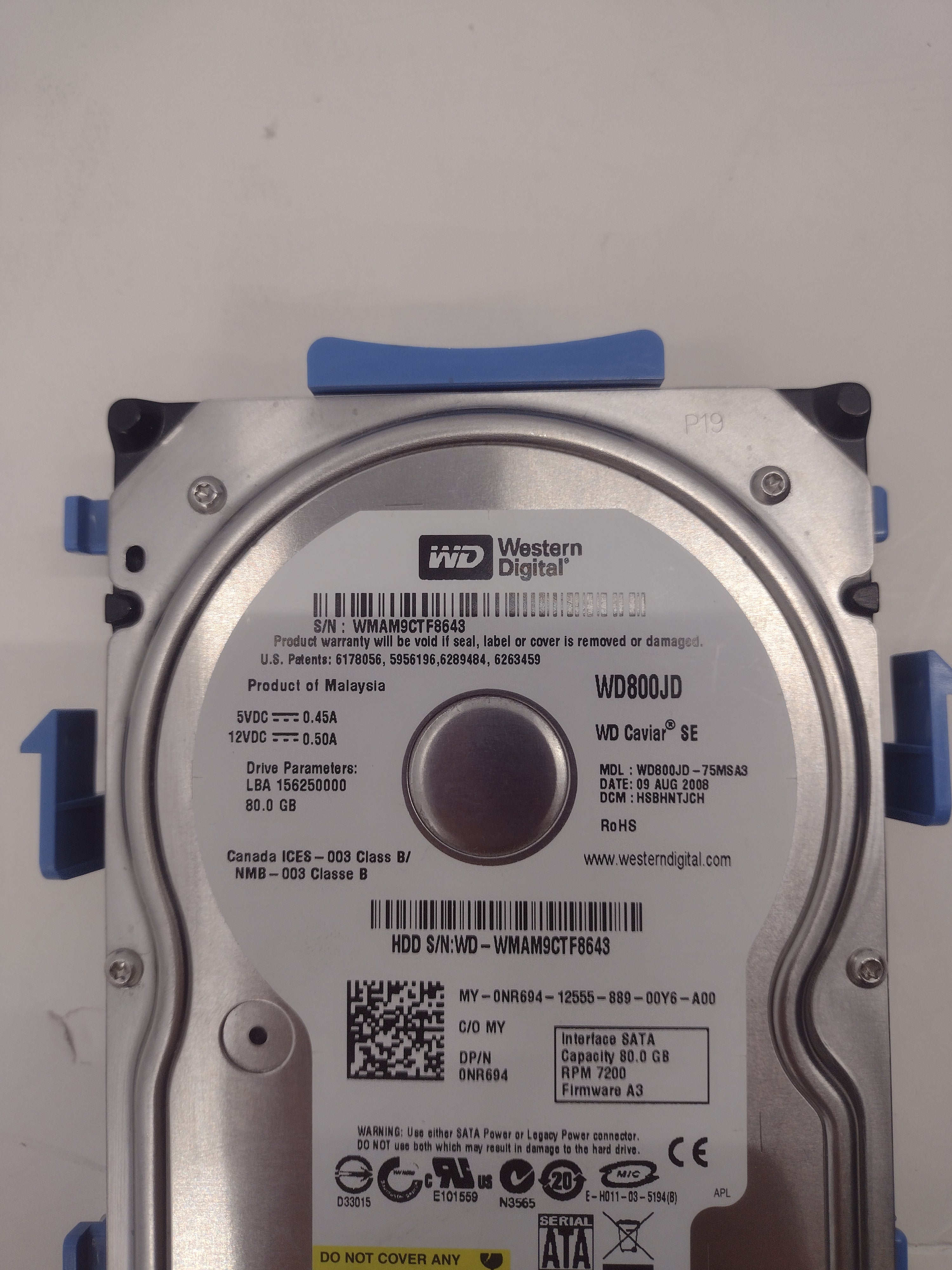 Western Digital Caviar SE WD800JD 80GB 7200 RPM SATA Internal Hard Drive