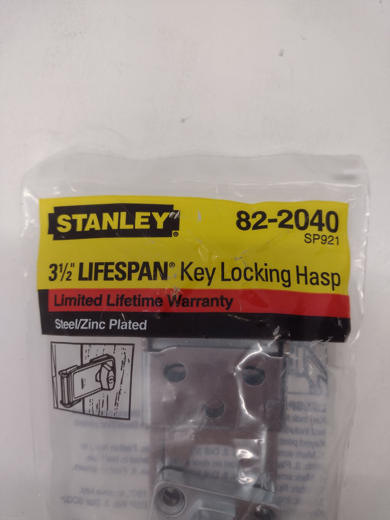 Stanley 3-1/2" Steel/Zinc Plated Lifespan Key Locking Hasp (82-2040)