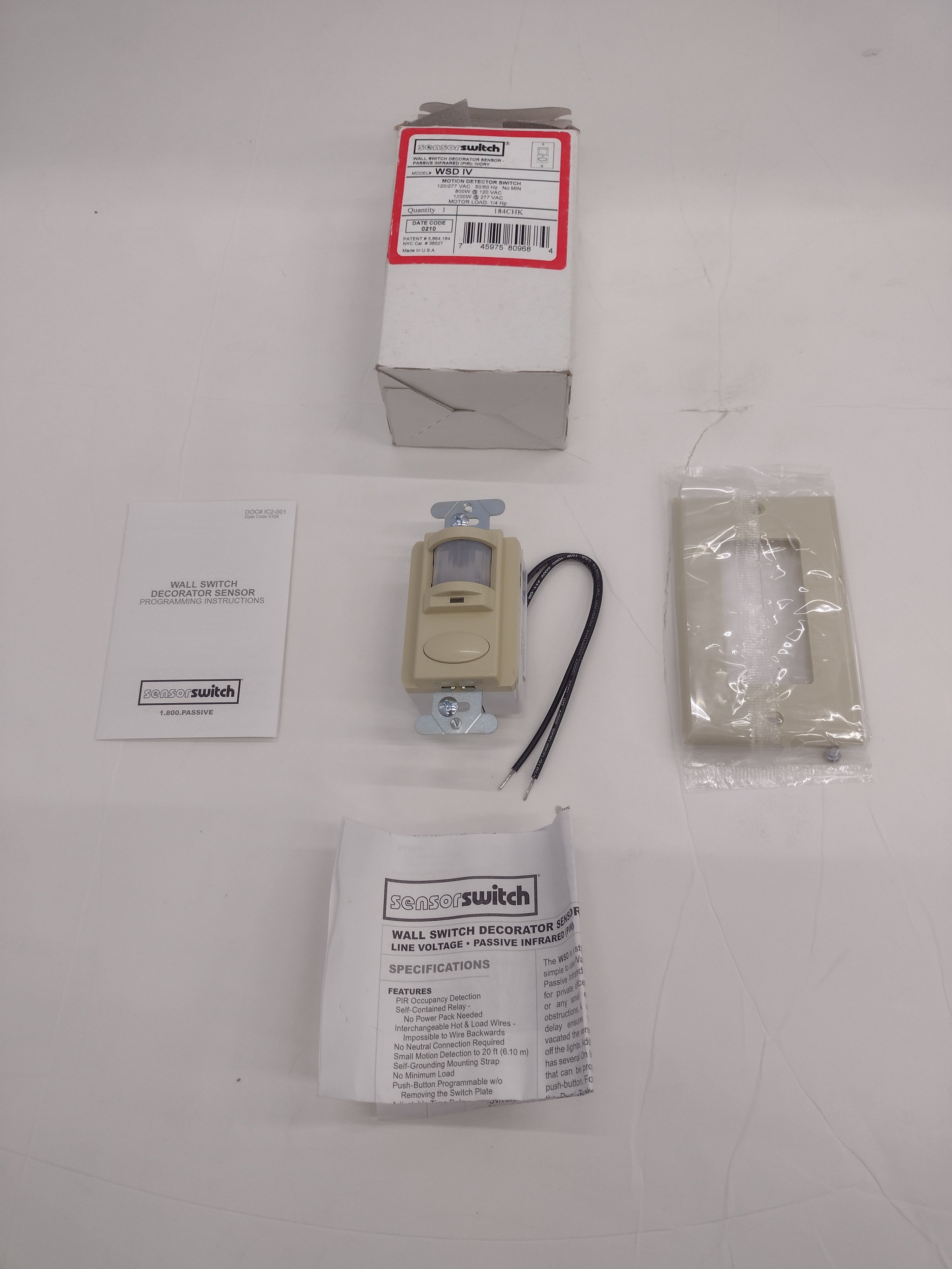 Sensorswitch WSD IV Passive Infrared (PIR) Motion Detector Wall Switch-OPEN BOX