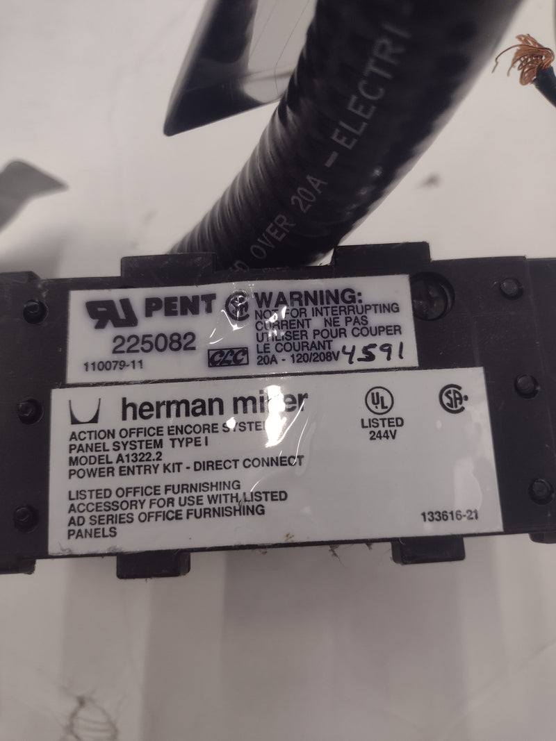 Herman Miller 72" A1322.2 Power Base Entry/Feed/Whip for AO Series 2 Cubicles