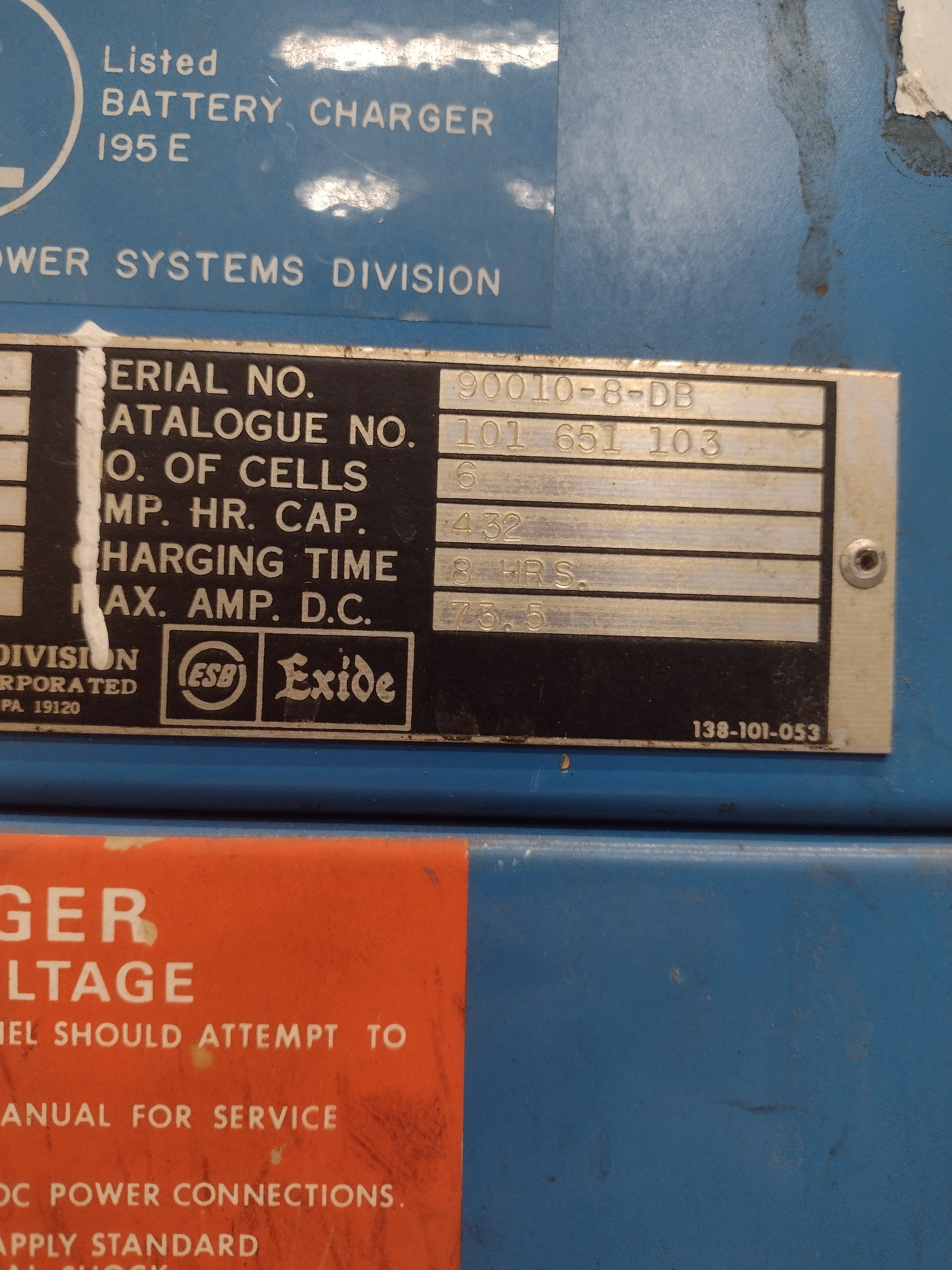 Exide NPC (6-1-432) 12 Volt 6 Cell 1 Phase Forklift Battery Charger (w/pallet)