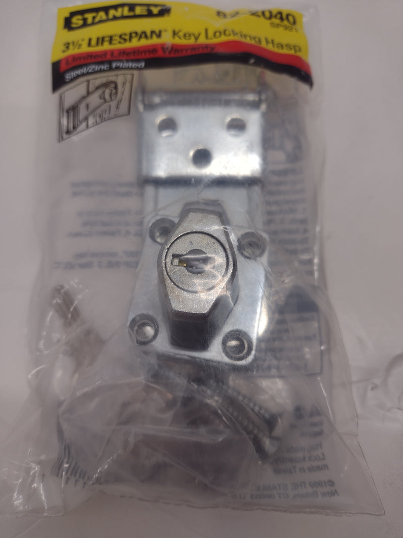 Stanley 3-1/2" Steel/Zinc Plated Lifespan Key Locking Hasp (82-2040)