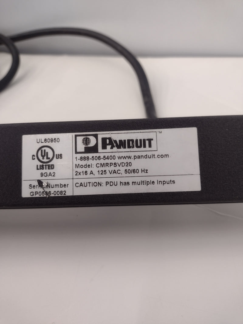 Panduit CMRPSVD20 20A 120V Dual-Circuit Vertical 66" Power Strip