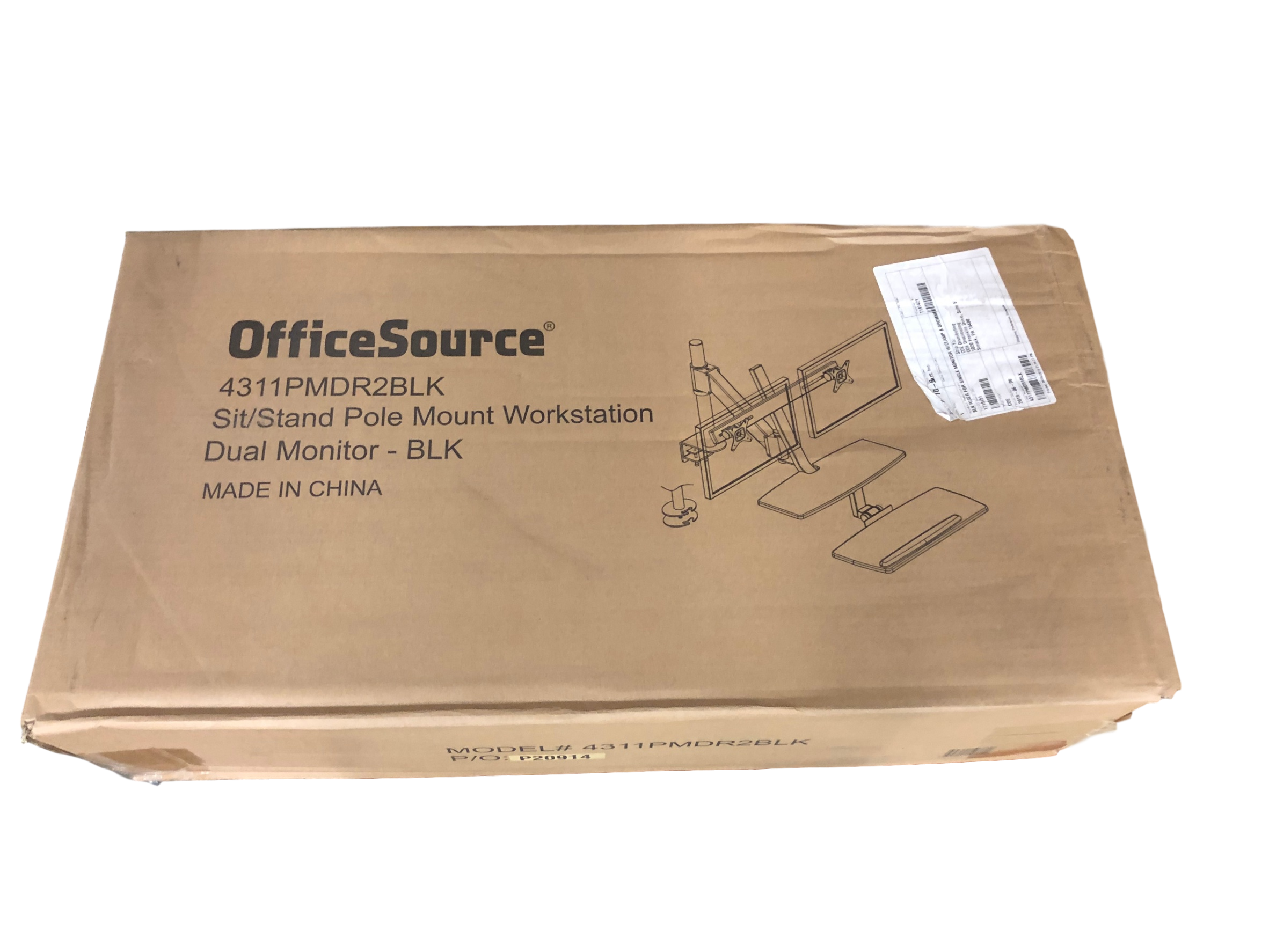 Double Monitor Riser Sit/Stand Pole Mount Workstation