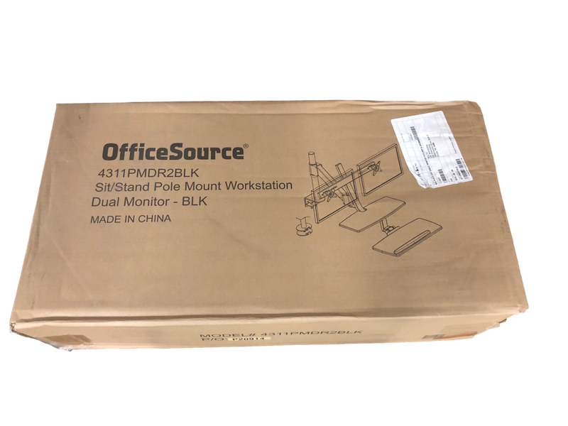 Double Monitor Riser Sit/Stand Pole Mount Workstation