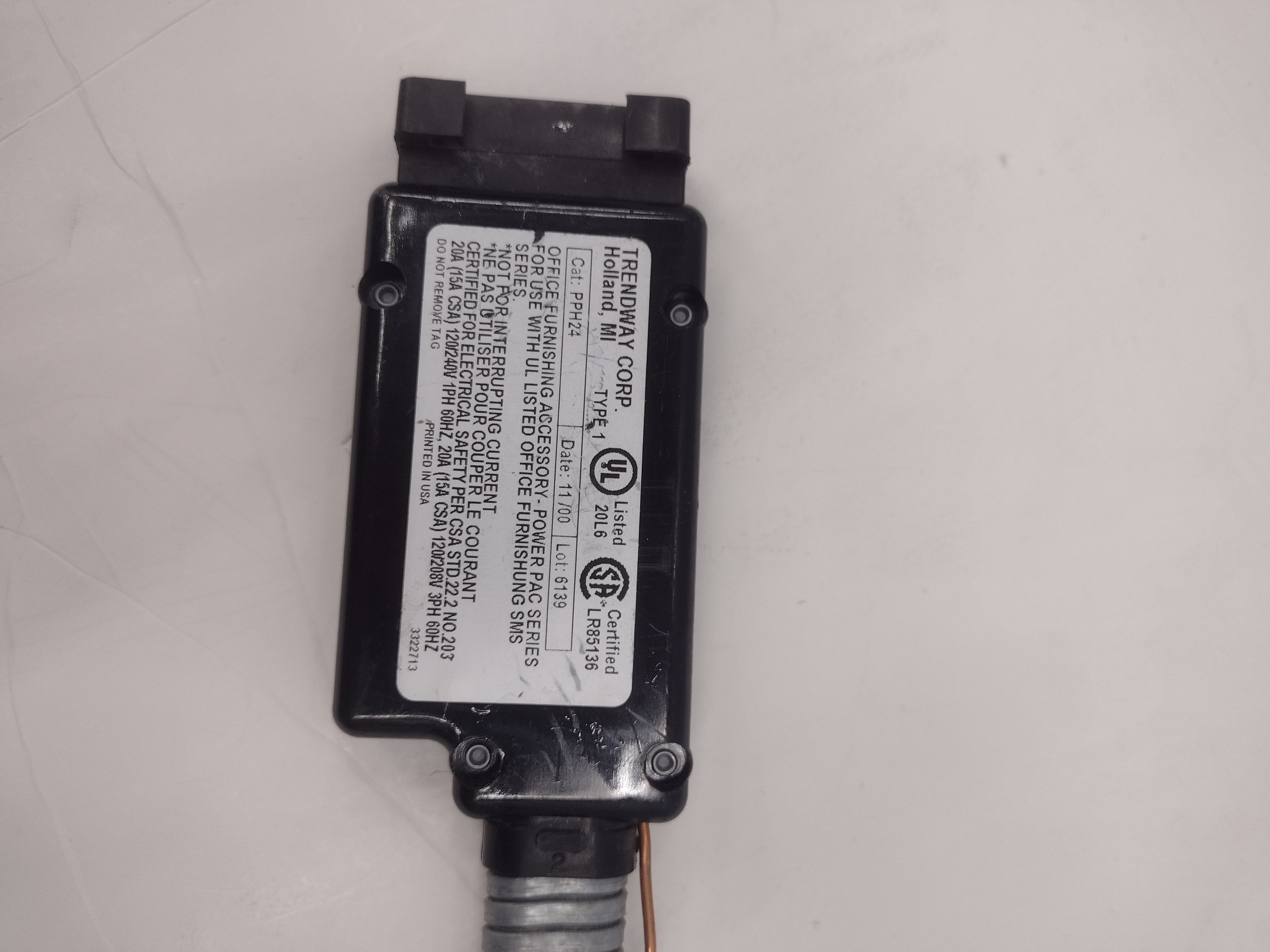 Trendway PPH24 Power Pac Connector/Extension Harness for SMS Series Cubicles