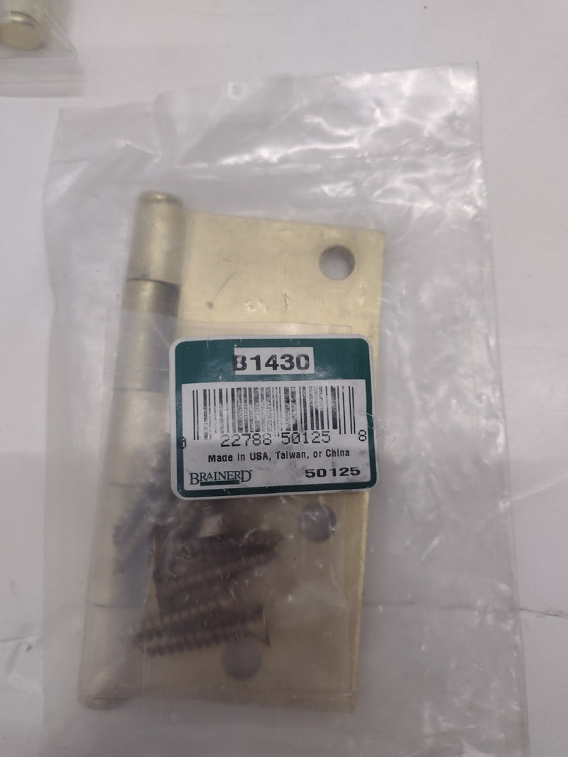 LOT OF 6 assorted Brainerd Brass Door Hinges (3.5" x 3.5" and 4.0" x 4.0") - NEW