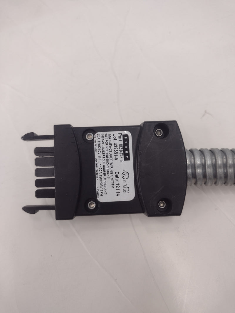 Byrne 18" BE52463-3-18 Wiring System/Power Cable for Cubicles