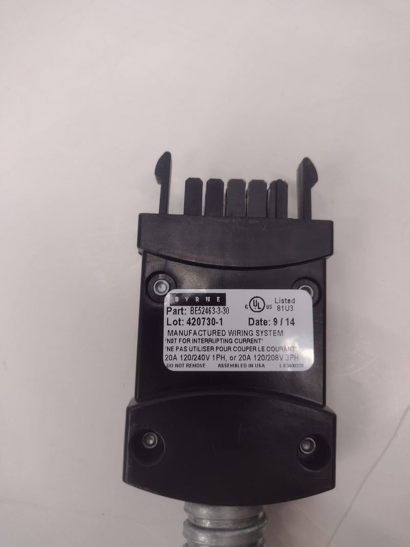 Byrne 30" BE52463-3-30 Wiring System/Power Cable for Cubicles