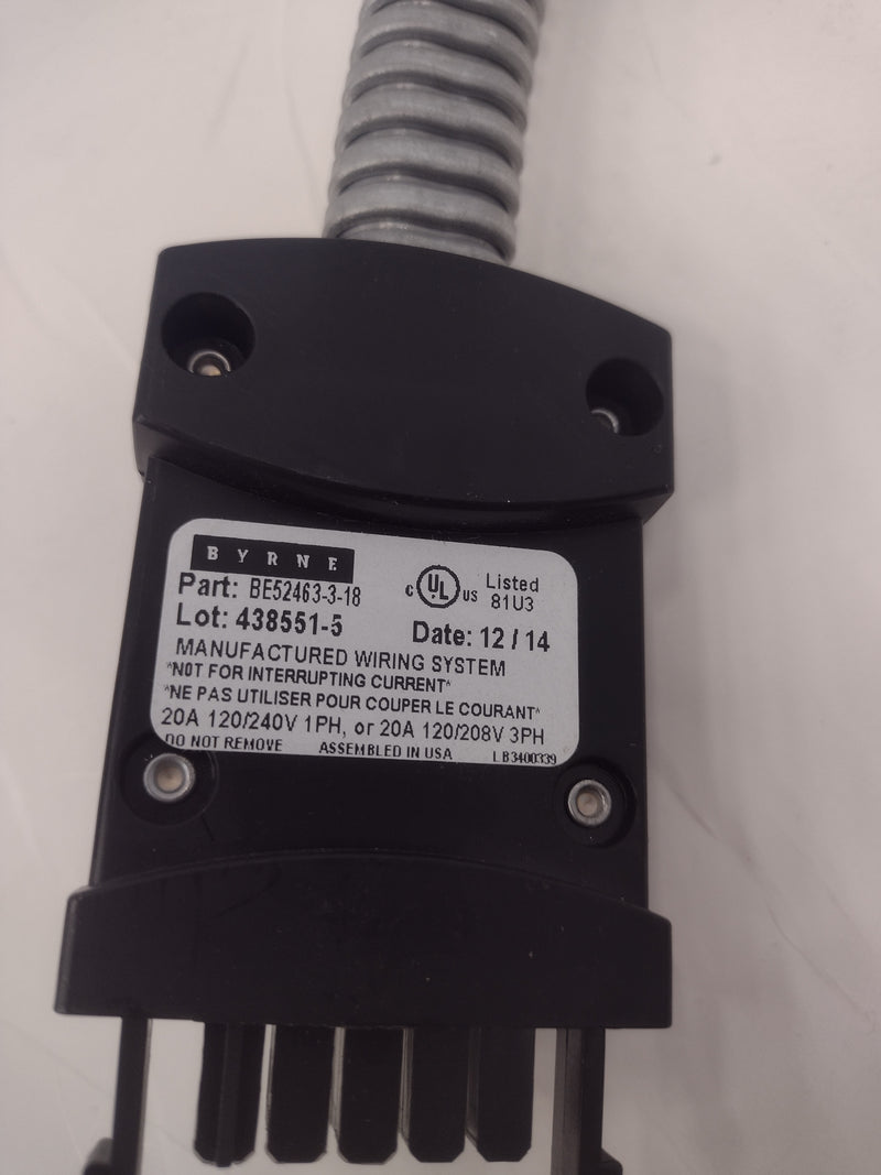 Byrne 18" BE52463-3-18 Wiring System/Power Cable for Cubicles