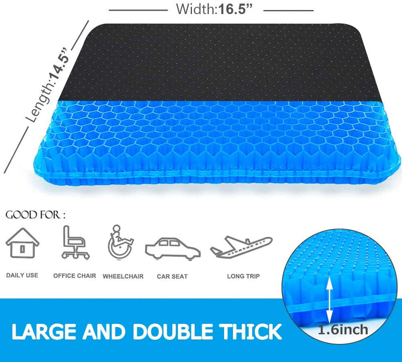 Honeycomb Design Gel Seat Cushion for Office Chair- 16.5"W x 14.5"L x 1.6"H