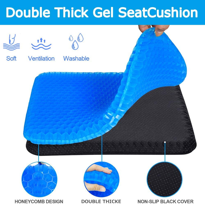 Honeycomb Design Gel Seat Cushion for Office Chair- 16.5"W x 14.5"L x 1.6"H