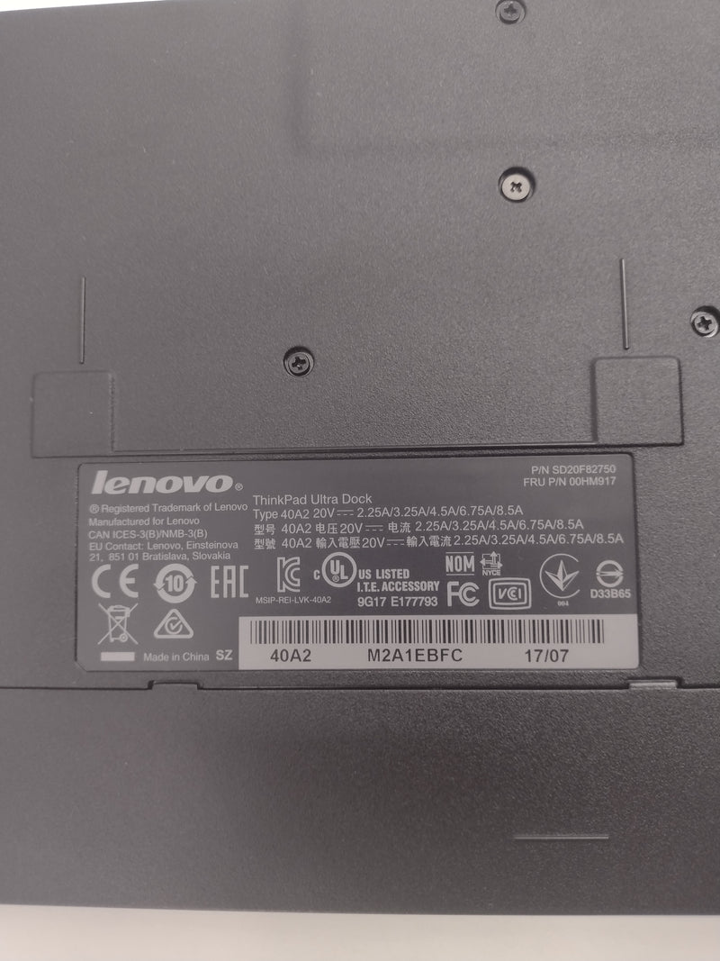 Lenovo ThinkPad 40A2 Ultra Dock 40A2 Laptop Docking Station - no AC adapter