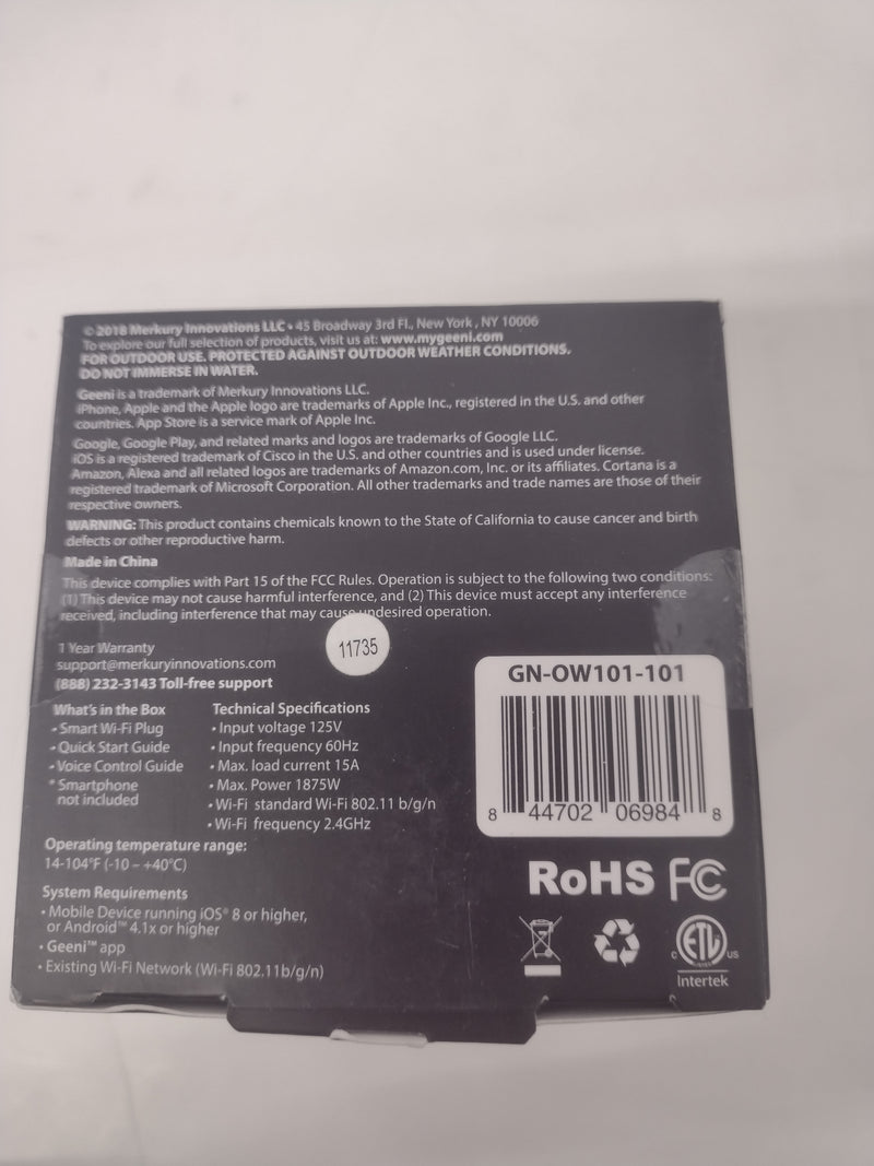 Geeni GN-OW101-101 Outdoor Smart Wi-Fi Voice-Controlled Plug 15A 125V 1875W