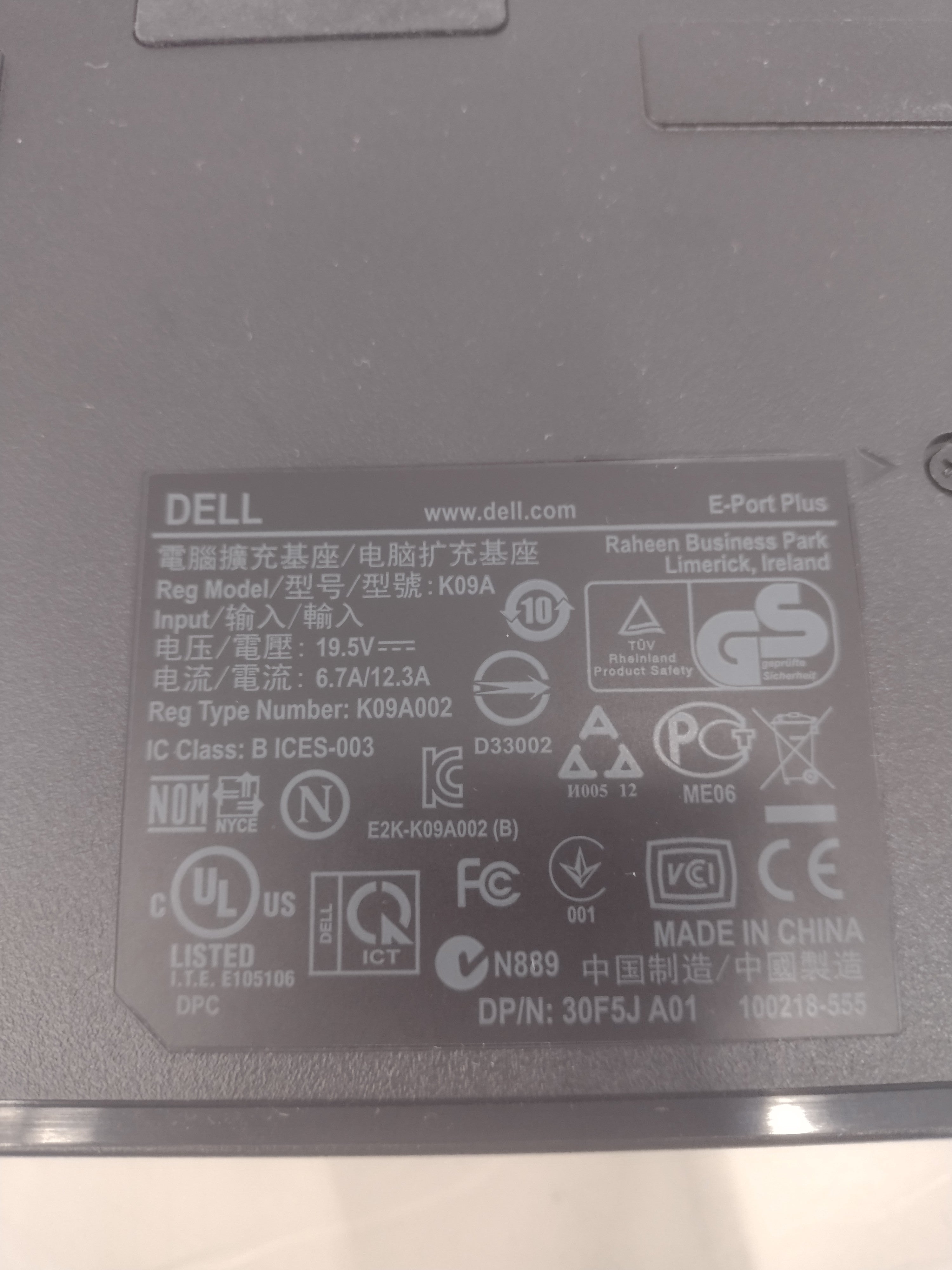 Dell E-Port Plus K09A Laptop Docking Station - no AC adapter