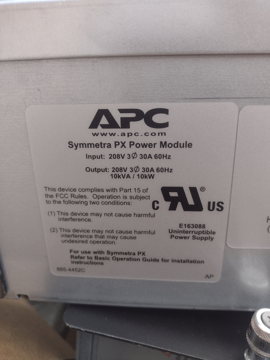 APC Symmetra PX UPS Power Module SYPM10KF - 10kVA, 10kW, 208V, 30A, 3-Phase, 3U