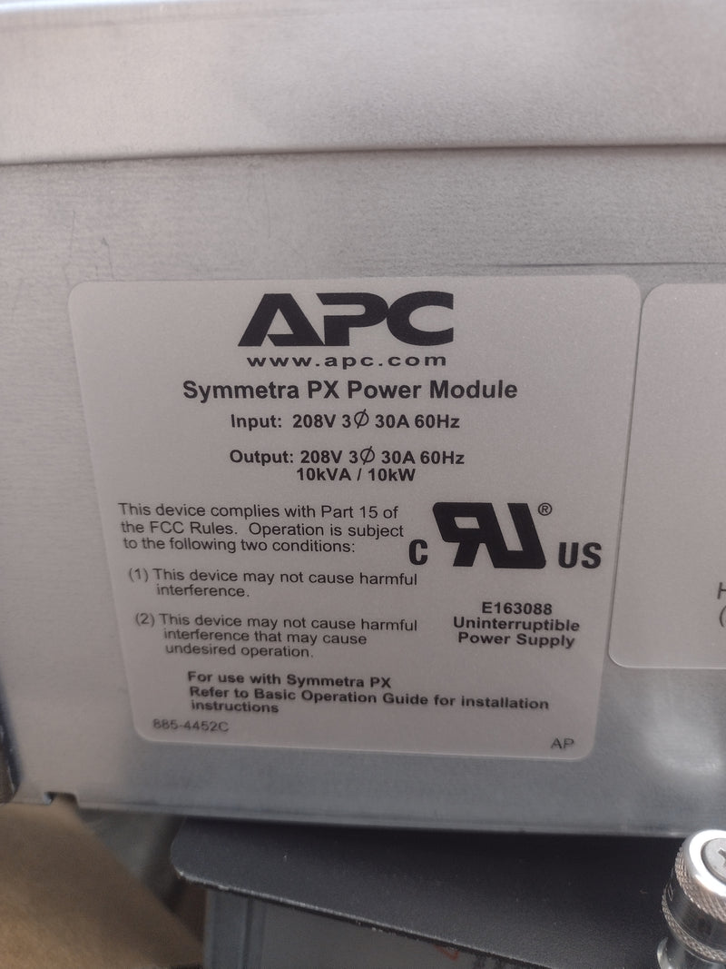 APC Symmetra PX UPS Power Module SYPM10KF - 10kVA, 10kW, 208V, 30A, 3-Phase, 3U