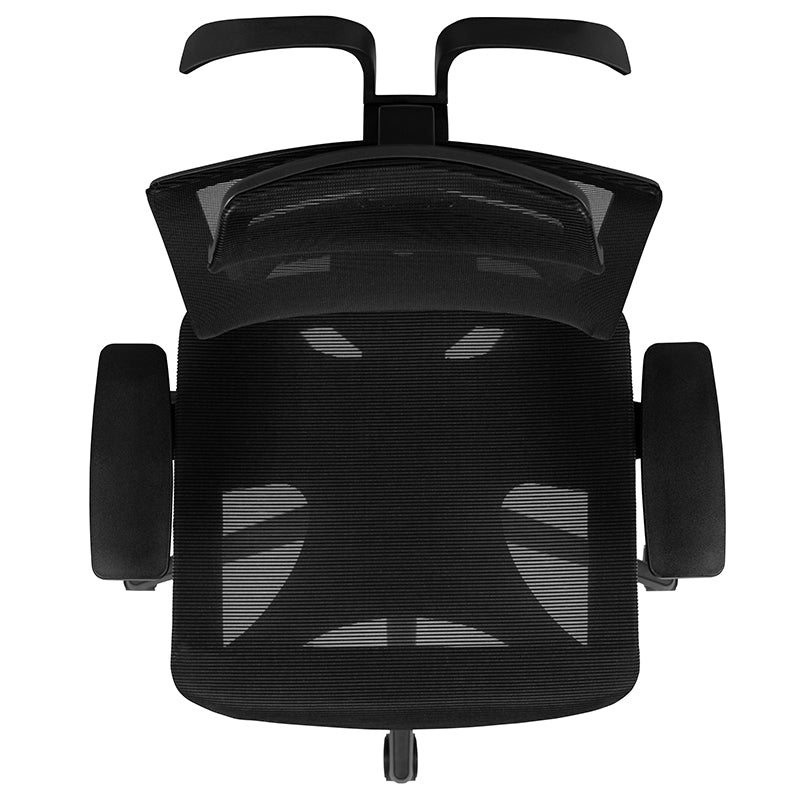 Ergonomic Mesh Office Chair with Synchro-Tilt, Pivot Adjustable Headrest, Lumbar Support, Coat Hanger and Adjustable Arms in Black