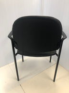 Stackable Steel Side Reception Chair with Arms in Black Vinyl