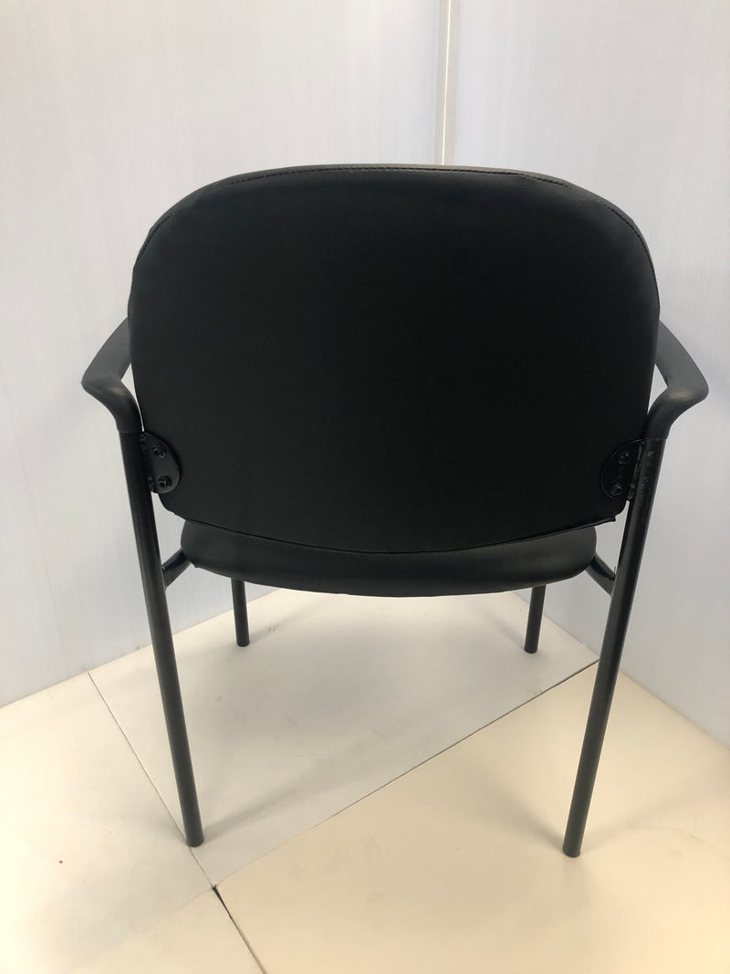 Stackable Steel Side Reception Chair with Arms in Black Vinyl