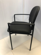 Stackable Steel Side Reception Chair with Arms in Black Vinyl