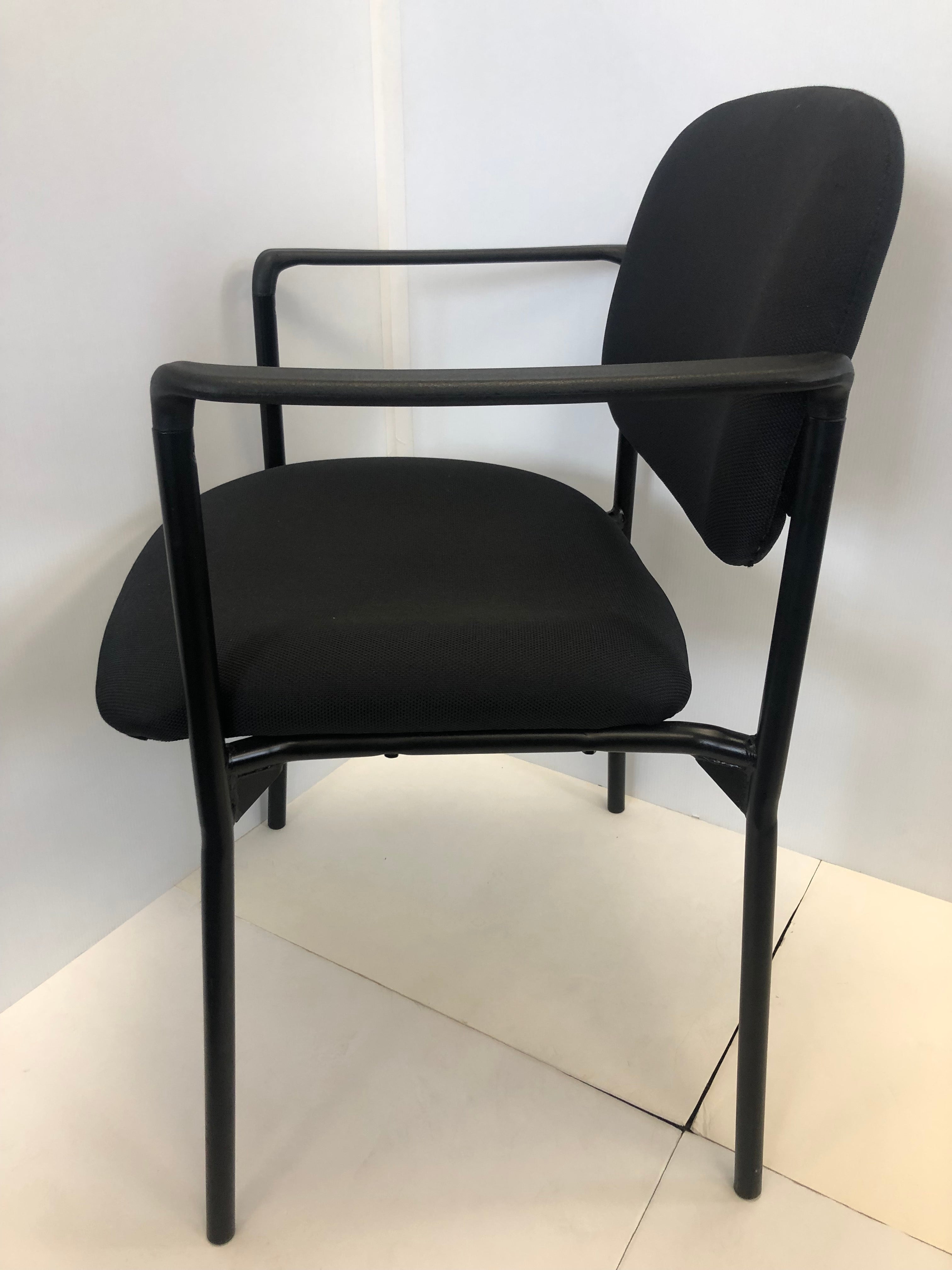 Black Fabric Stackable Steel Side Chair with Arms, NEW - Value Office Furniture & Equipment