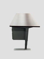 New - Electric Sit-Stand Desk - Home Office Grade, Mahogany Surface -Silver Base - (Price Without Hanging File) - 30"D x 72"W