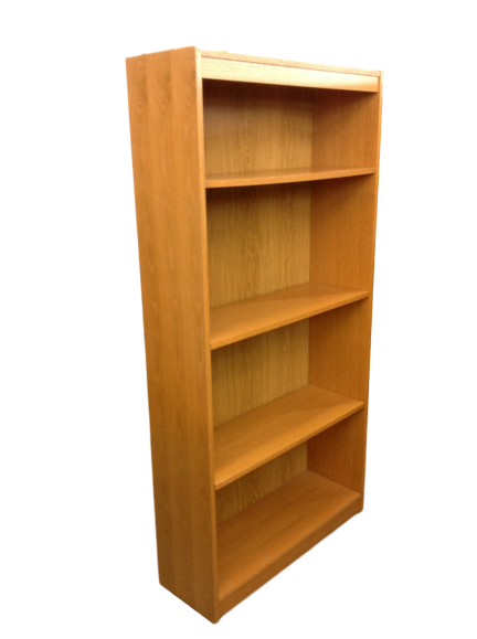 Pre-Owned 4-Shelf Oak Laminate Bookcase - 6' Tall
