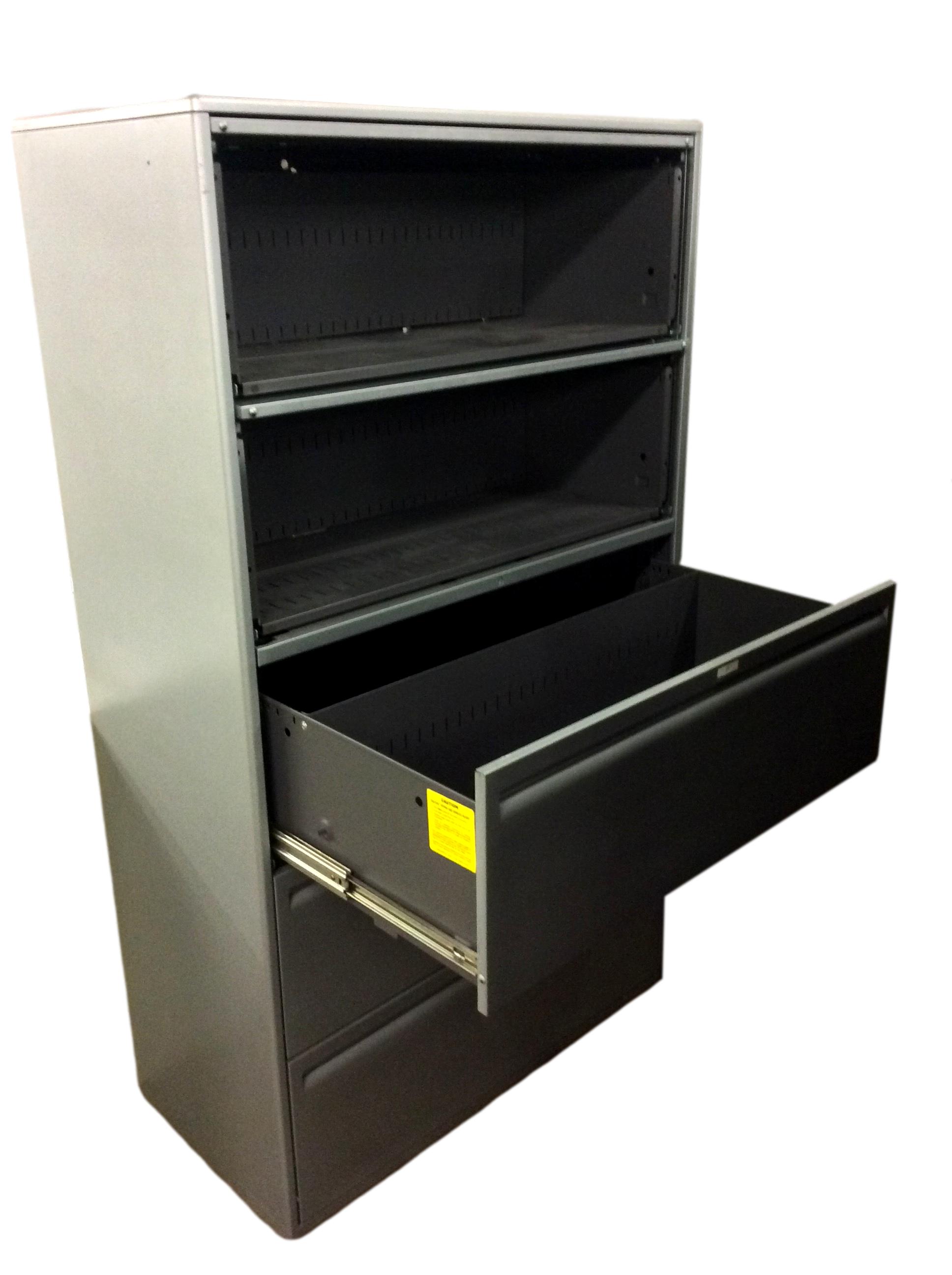 Steelcase 5 Drawer Lateral File - Gray - 42"W x 18"D x 64 3/4"H