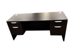 Office Source Espresso Straight Desk With Two Files
