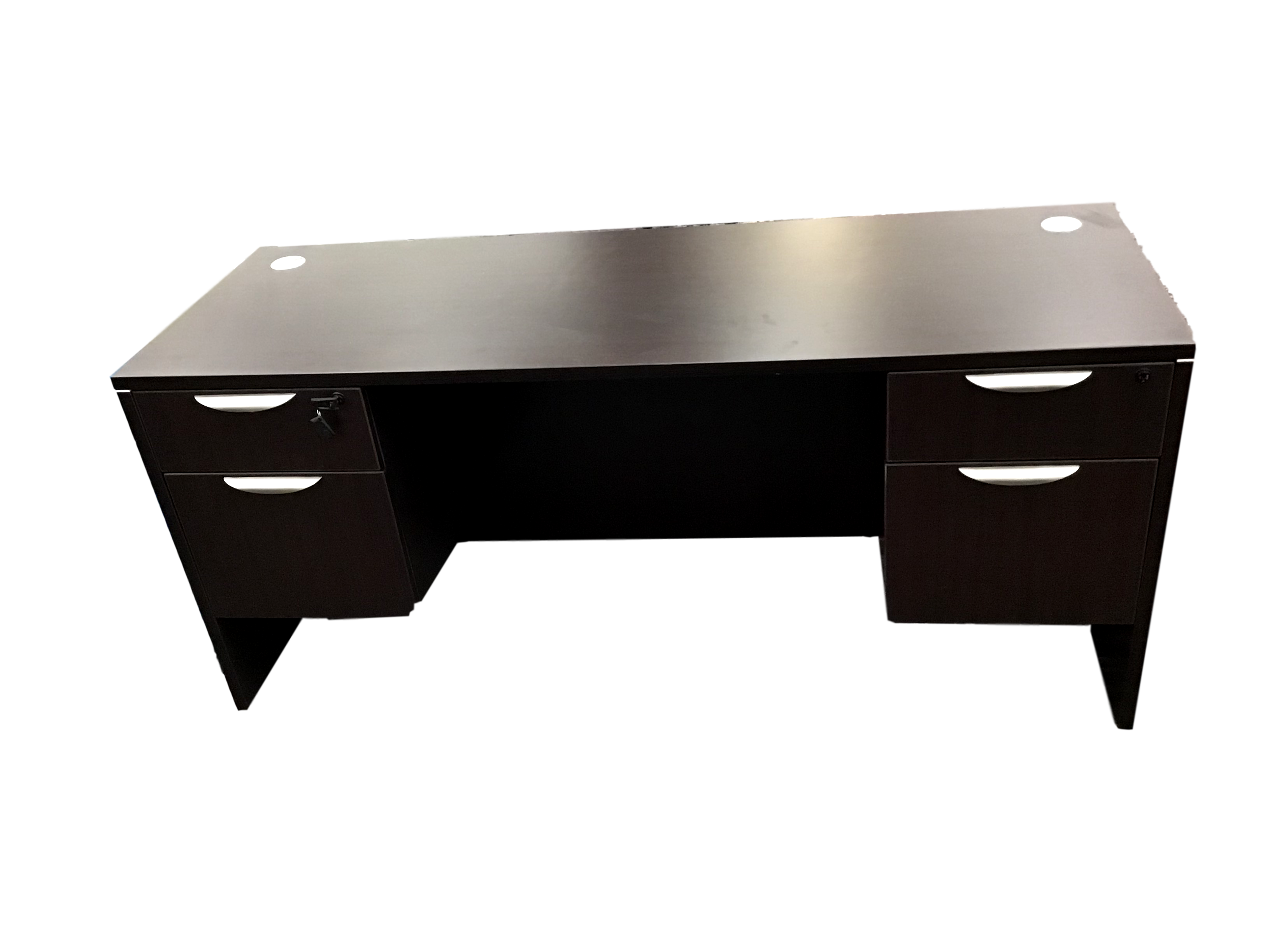 Office Source Espresso Straight Desk With Two Files