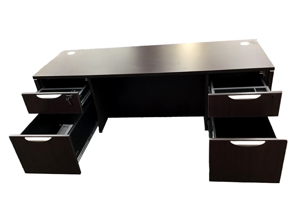 Office Source Espresso Straight Desk With Two Files