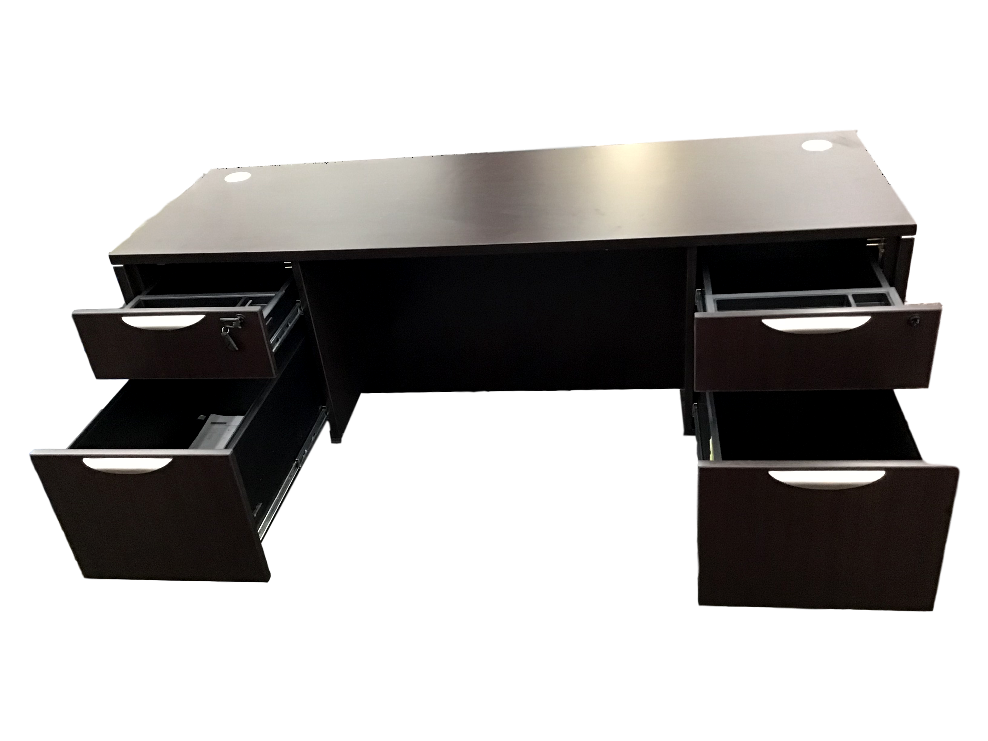 Office Source Espresso Straight Desk With Two Files