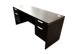 Office Source Espresso Straight Desk With Two Files