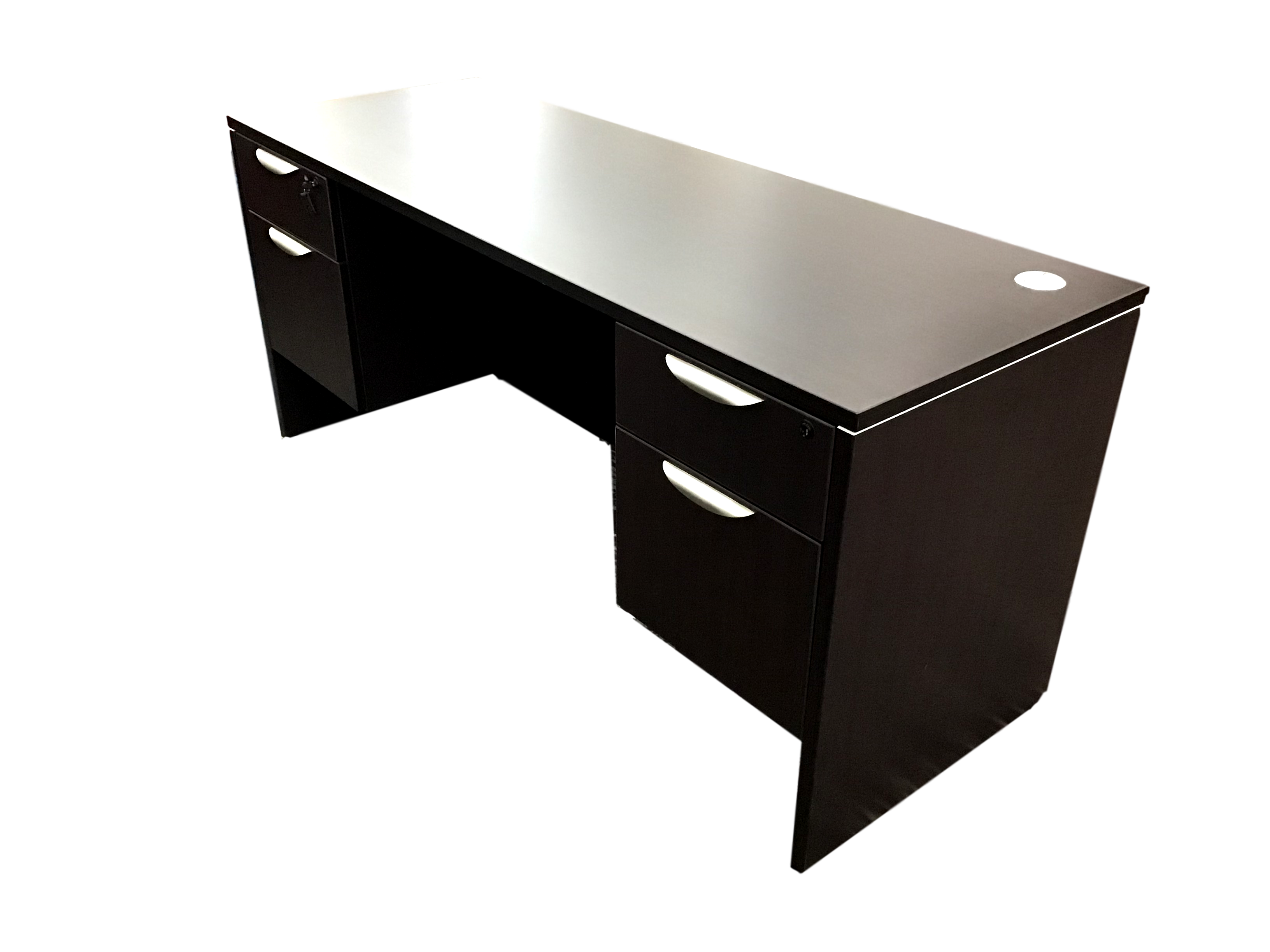 Office Source Espresso Straight Desk With Two Files