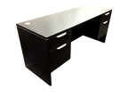 Office Source Espresso Straight Desk With Two Files