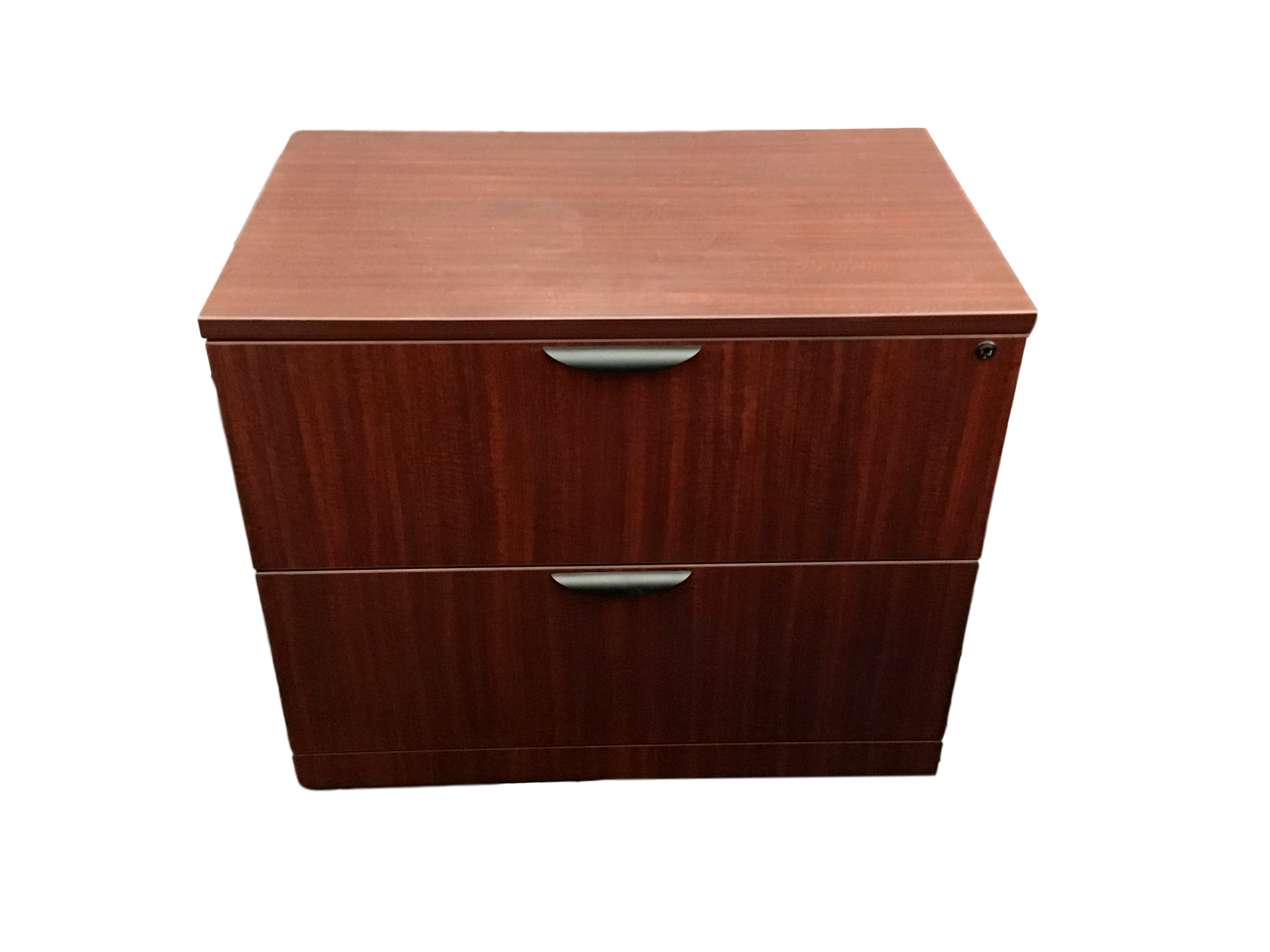Office Source Mahogany Laminate 2 Drawer Lateral File - 22"D x 35 1/2"W x 29 1/2"H.