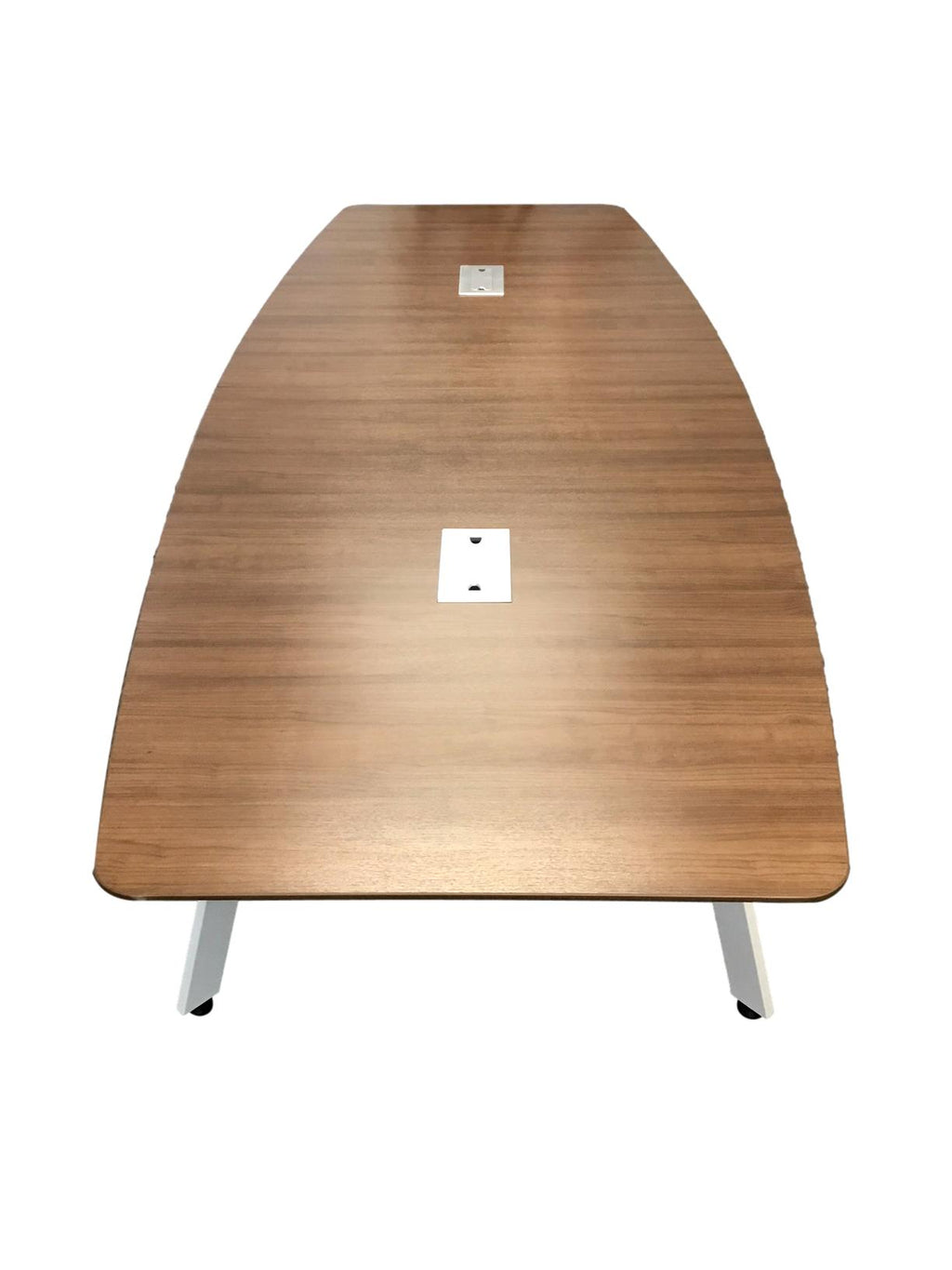 Beveled Edge Conference Table With White Metal Oblique Legs - 4' x 10'