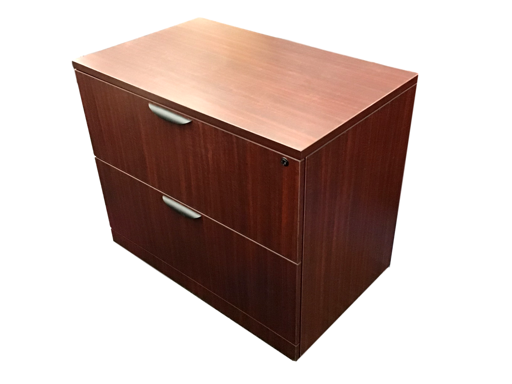 Office Source Mahogany Laminate 2 Drawer Lateral File - 22"D x 35 1/2"W x 29 1/2"H.