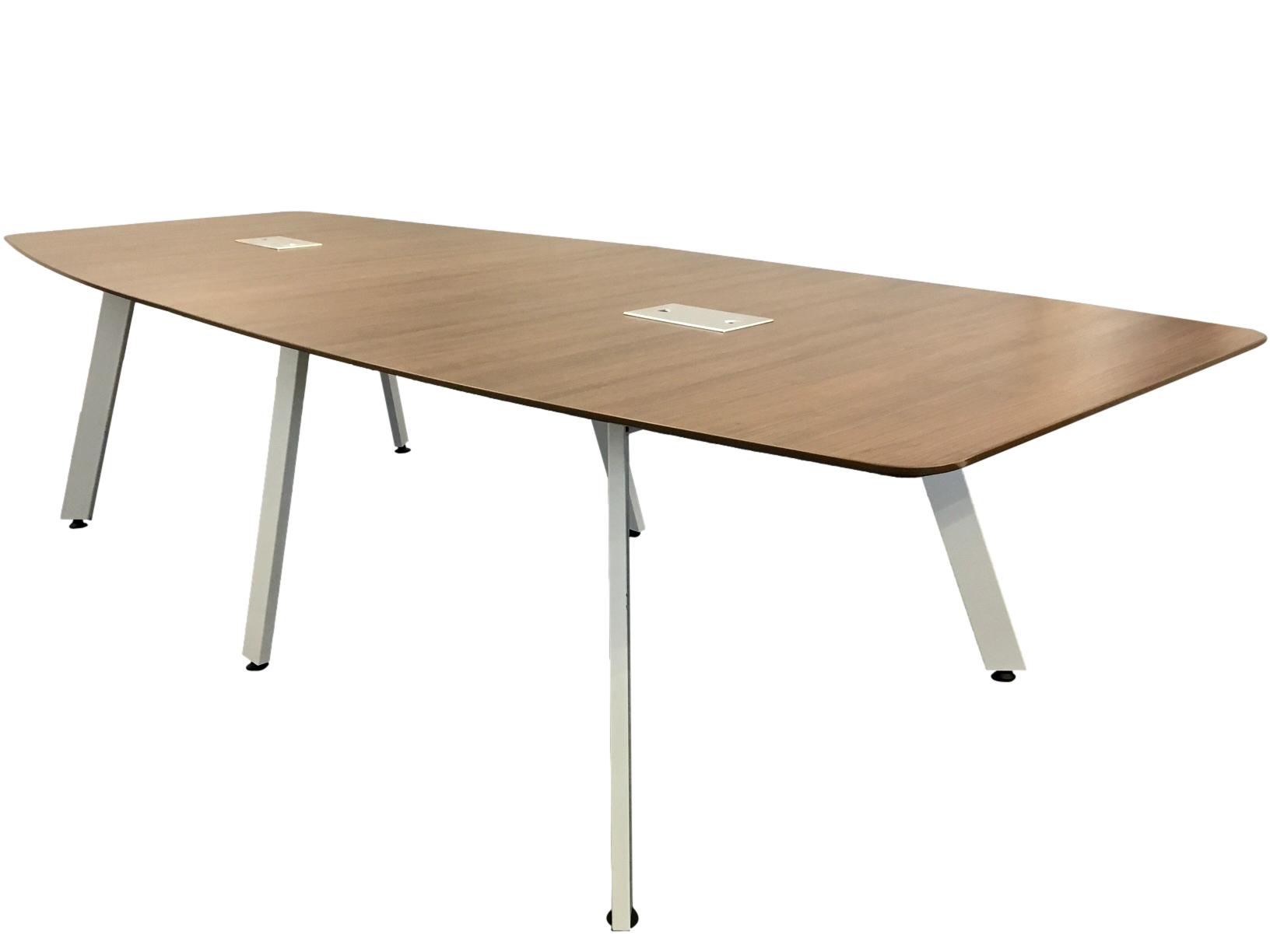 Beveled Edge Conference Table With White Metal Oblique Legs - 4' x 10'