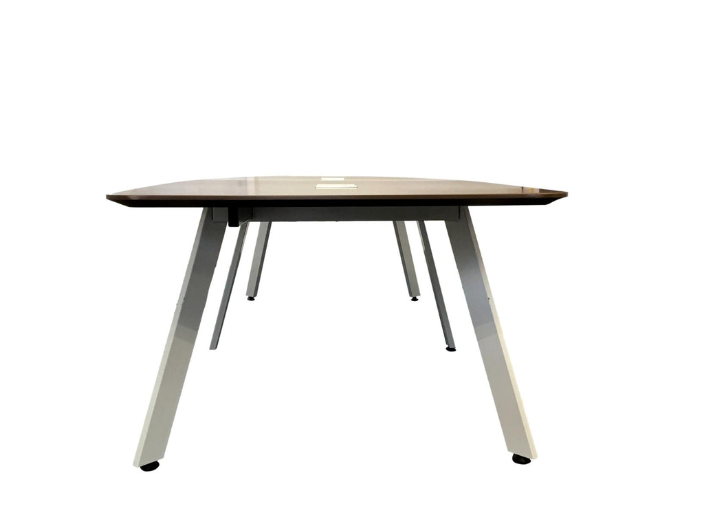 Beveled Edge Conference Table With White Metal Oblique Legs - 4' x 10'